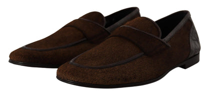Dolce & Gabbana Elegant Brown Caiman Leather Loafers - Sandy Store ByNet