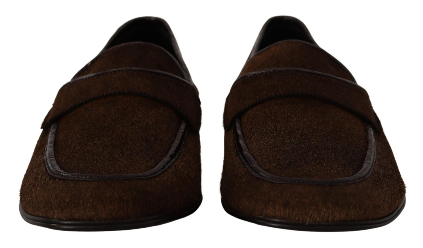 Dolce & Gabbana Elegant Brown Caiman Leather Loafers - Sandy Store ByNet
