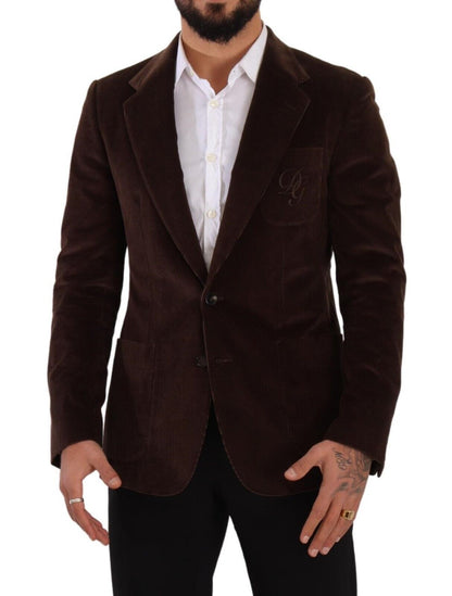 Dolce & Gabbana Elegant Brown Corduroy Slim Fit Blazer - Sandy Store ByNet