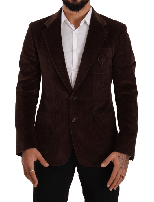 Dolce & Gabbana Elegant Brown Corduroy Slim Fit Blazer - Sandy Store ByNet