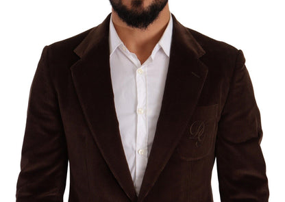 Dolce & Gabbana Elegant Brown Corduroy Slim Fit Blazer - Sandy Store ByNet