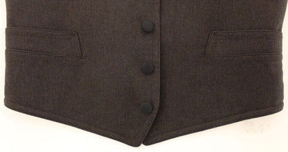Dolce & Gabbana Elegant Brown Cotton Blend Dress Vest - Sandy Store ByNet