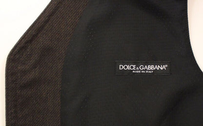 Dolce & Gabbana Elegant Brown Cotton Blend Dress Vest - Sandy Store ByNet