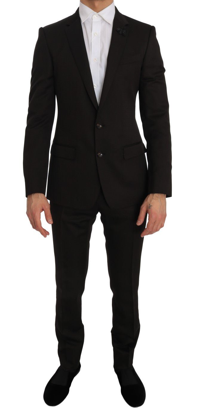 Dolce & Gabbana Elegant Brown Jacquard Martini Suit - Sandy Store ByNet