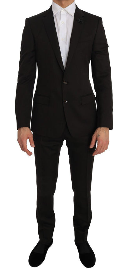 Dolce & Gabbana Elegant Brown Jacquard Martini Suit - Sandy Store ByNet