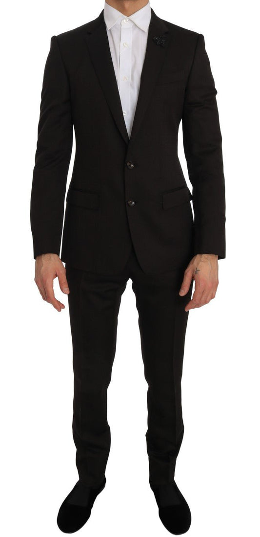Dolce & Gabbana Elegant Brown Jacquard Martini Suit - Sandy Store ByNet