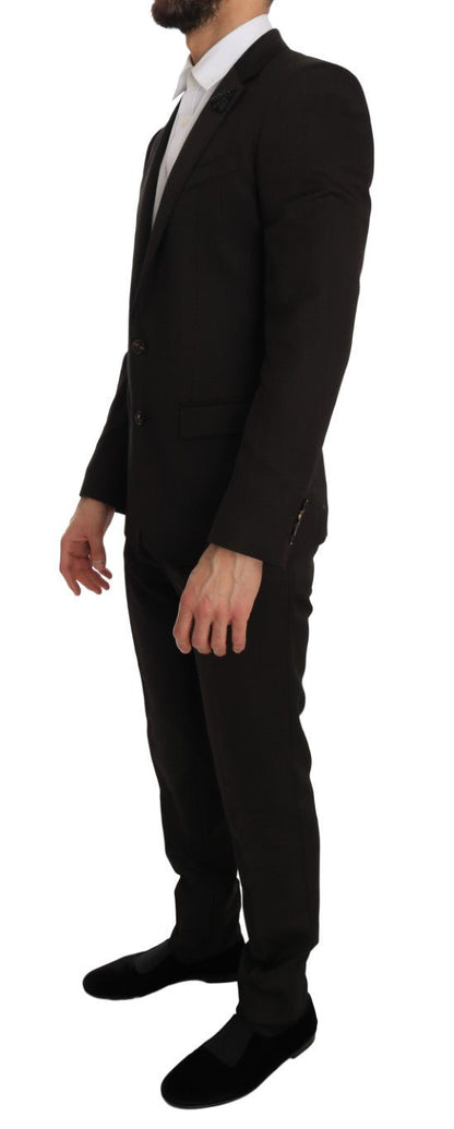 Dolce & Gabbana Elegant Brown Jacquard Martini Suit - Sandy Store ByNet