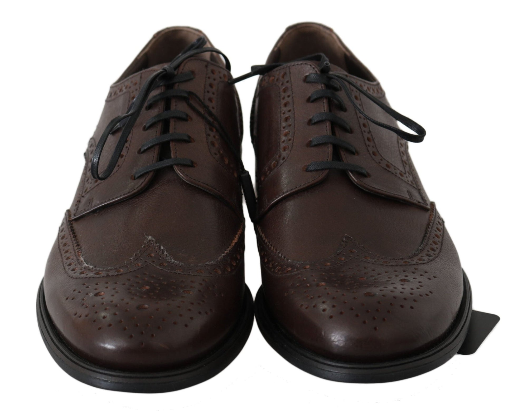 Dolce & Gabbana Elegant Brown Leather Derby Brogues - Sandy Store ByNet