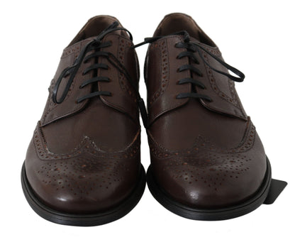 Dolce & Gabbana Elegant Brown Leather Derby Brogues - Sandy Store ByNet