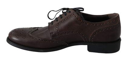 Dolce & Gabbana Elegant Brown Leather Derby Brogues - Sandy Store ByNet
