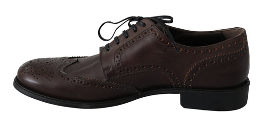 Dolce & Gabbana Elegant Brown Leather Derby Brogues - Sandy Store ByNet