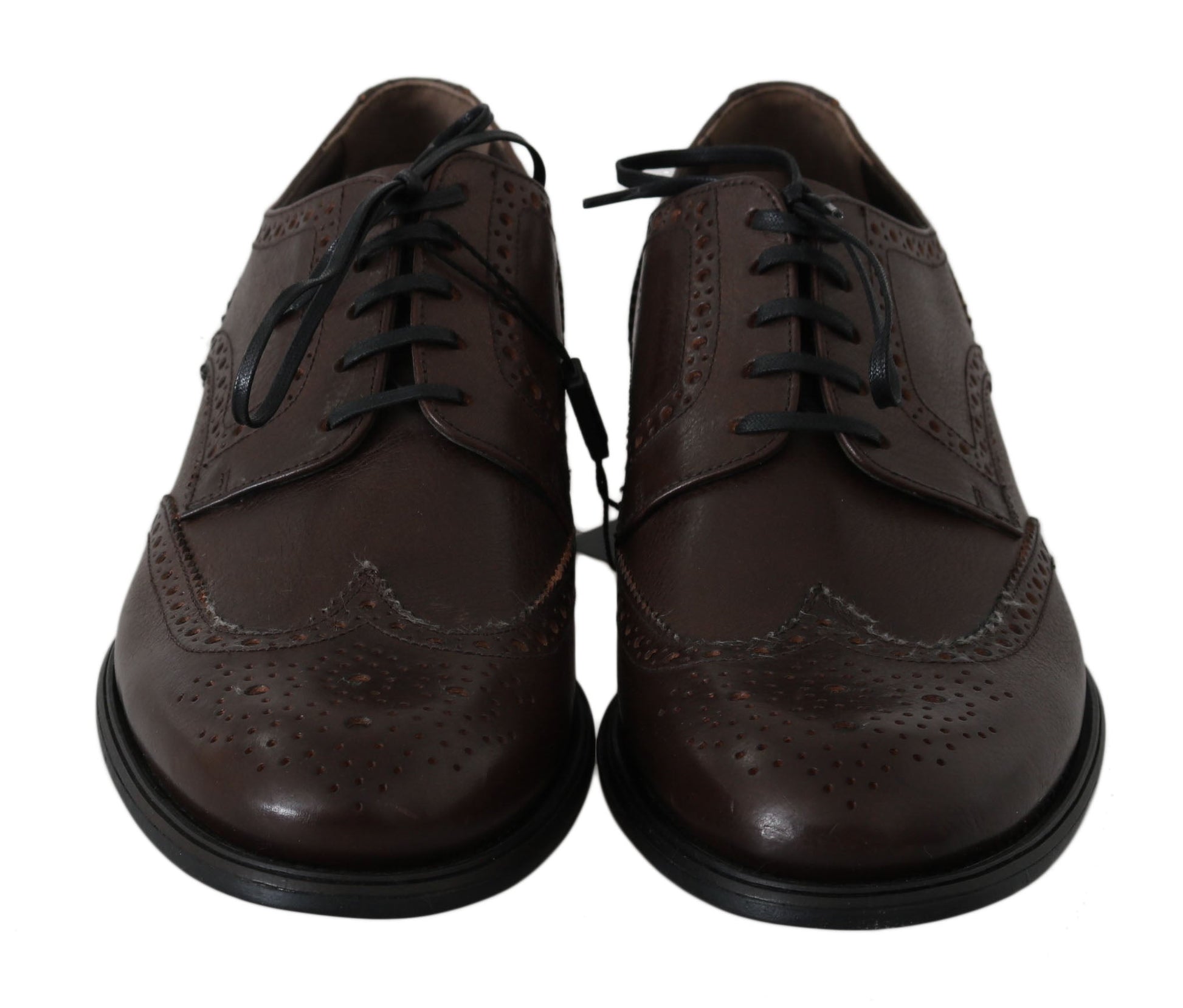Dolce & Gabbana Elegant Brown Leather Derby Brogues - Sandy Store ByNet