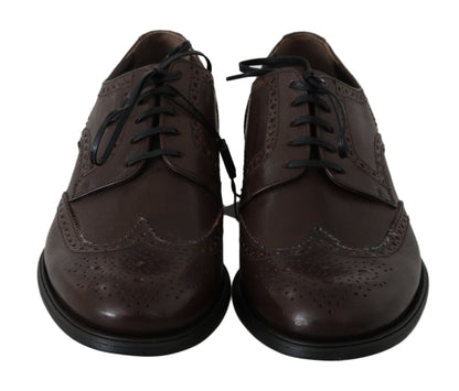 Dolce & Gabbana Elegant Brown Leather Derby Brogues - Sandy Store ByNet