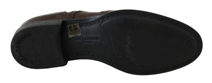 Dolce & Gabbana Elegant Brown Leather Derby Brogues - Sandy Store ByNet