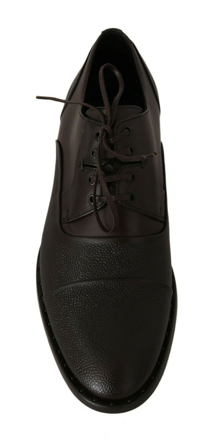Dolce & Gabbana Elegant Brown Leather Formal Lace - ups - Sandy Store ByNet