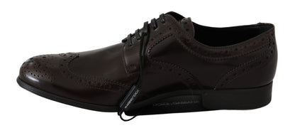 Dolce & Gabbana Elegant Brown Leather Oxford Flats - Sandy Store ByNet