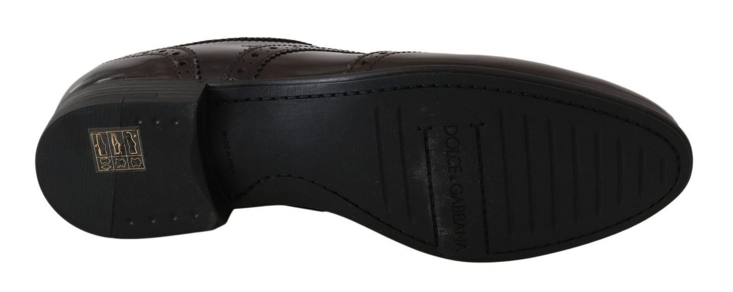 Dolce & Gabbana Elegant Brown Leather Oxford Flats - Sandy Store ByNet
