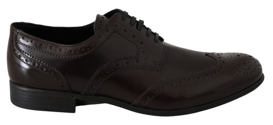 Dolce & Gabbana Elegant Brown Leather Oxford Flats - Sandy Store ByNet