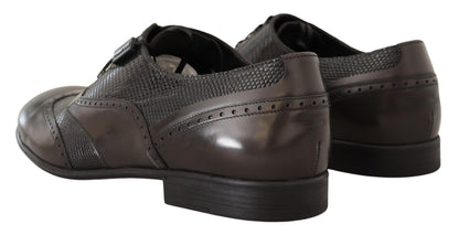 Dolce & Gabbana Elegant Brown Lizard Leather Oxford Shoes - Sandy Store ByNet