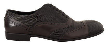 Dolce & Gabbana Elegant Brown Lizard Leather Oxford Shoes - Sandy Store ByNet