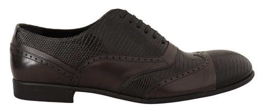 Dolce & Gabbana Elegant Brown Lizard Leather Oxford Shoes - Sandy Store ByNet
