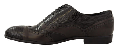 Dolce & Gabbana Elegant Brown Lizard Leather Oxford Shoes - Sandy Store ByNet