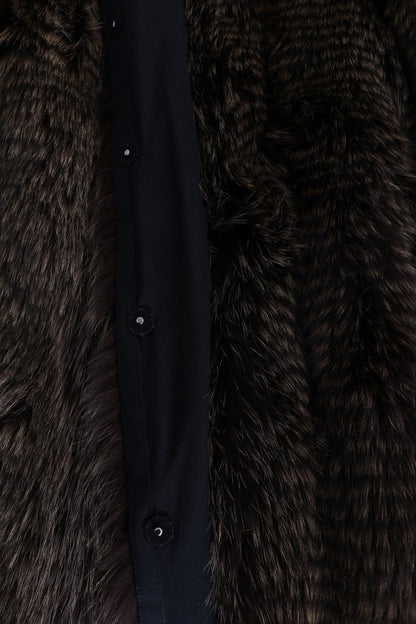 Dolce & Gabbana Elegant Brown Raccoon Fur Knee - Length Coat - Sandy Store ByNet