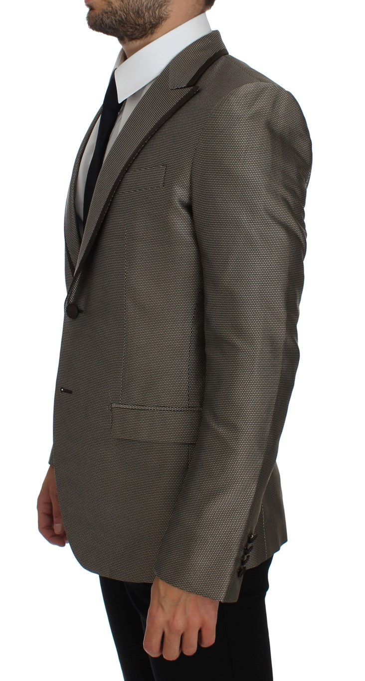 Dolce & Gabbana Elegant Brown Silk Two - Button Slim Blazer - Sandy Store ByNet