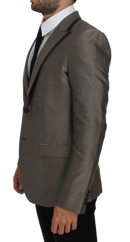 Dolce & Gabbana Elegant Brown Silk Two - Button Slim Blazer - Sandy Store ByNet
