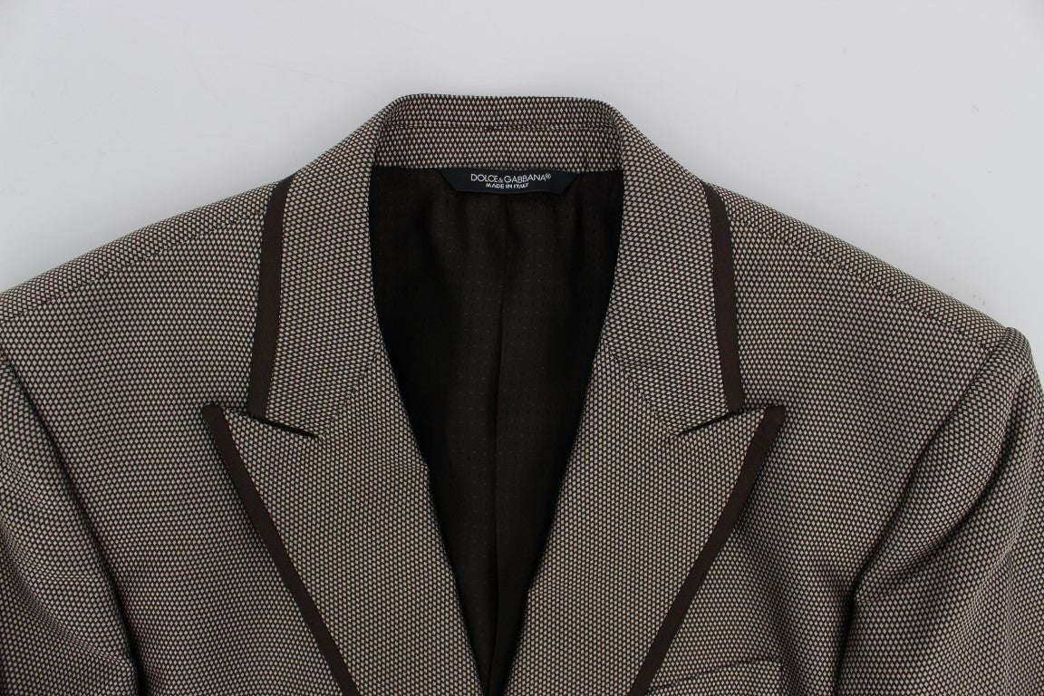 Dolce & Gabbana Elegant Brown Silk Two - Button Slim Blazer - Sandy Store ByNet