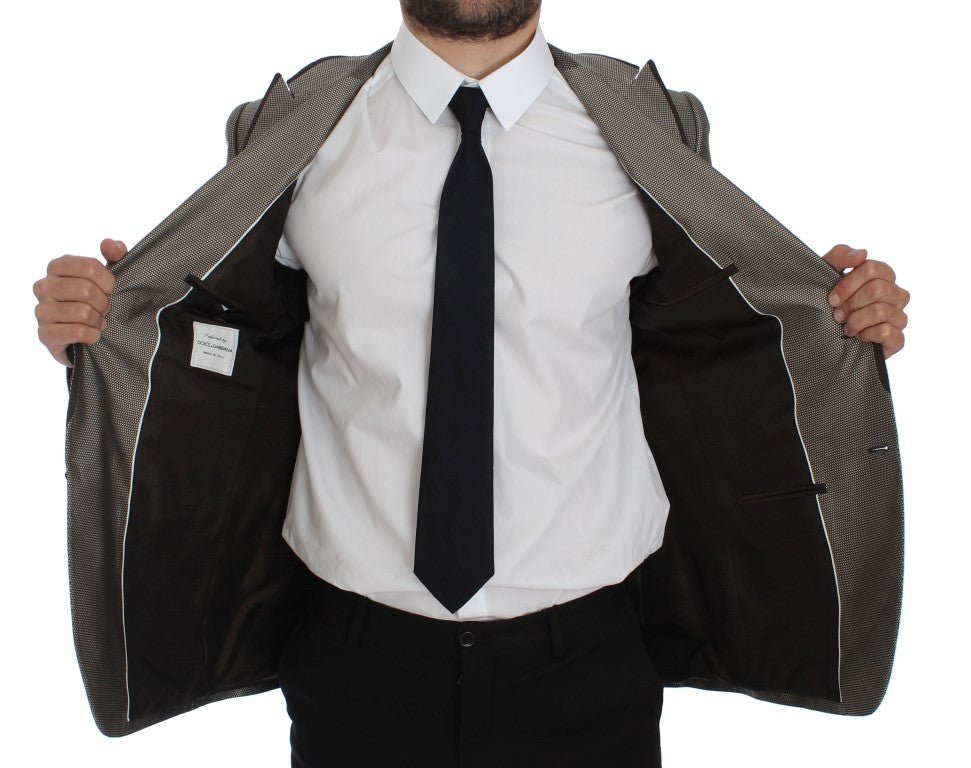 Dolce & Gabbana Elegant Brown Silk Two - Button Slim Blazer - Sandy Store ByNet