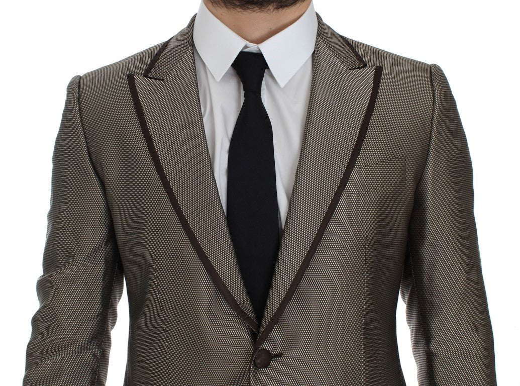 Dolce & Gabbana Elegant Brown Silk Two - Button Slim Blazer - Sandy Store ByNet