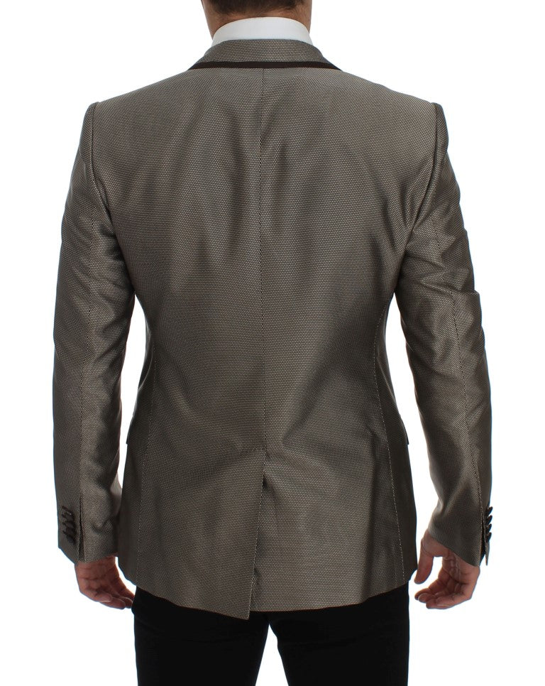 Dolce & Gabbana Elegant Brown Silk Two - Button Slim Blazer - Sandy Store ByNet