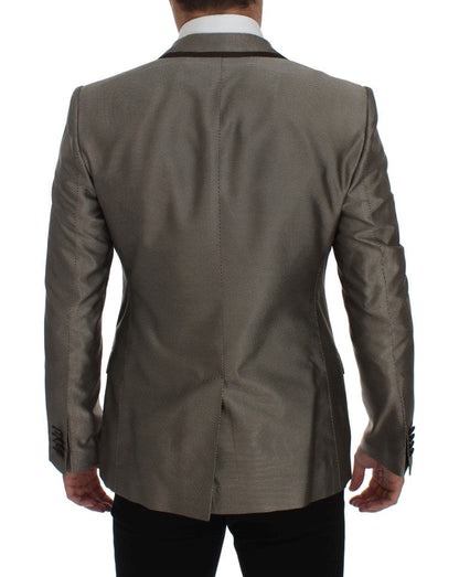 Dolce & Gabbana Elegant Brown Silk Two - Button Slim Blazer - Sandy Store ByNet