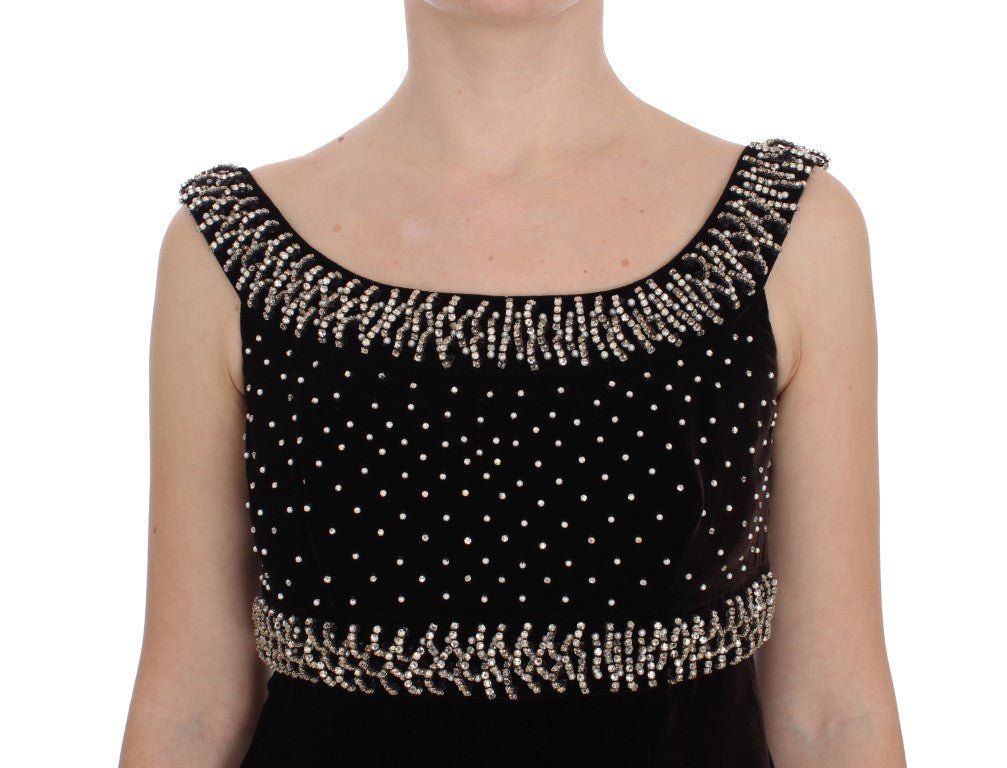 Dolce & Gabbana Elegant Brown Velvet Crystal Gown - Sandy Store ByNet