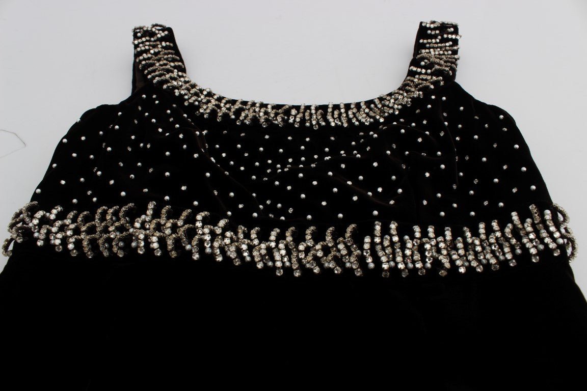 Dolce & Gabbana Elegant Brown Velvet Crystal Gown - Sandy Store ByNet