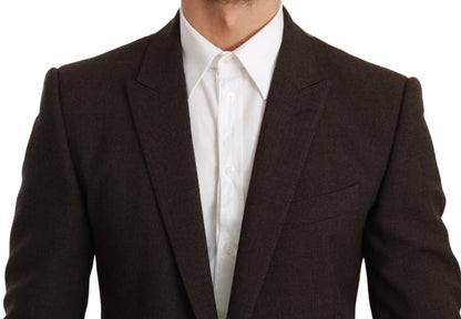 Dolce & Gabbana Elegant Brown Virgin Wool Martini Blazer - Sandy Store ByNet