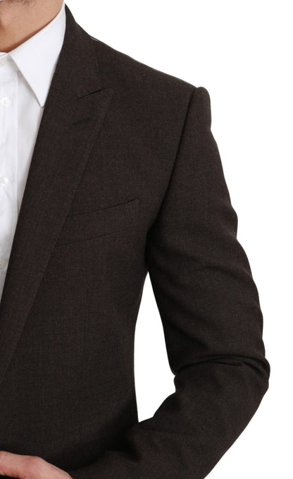 Dolce & Gabbana Elegant Brown Virgin Wool Martini Blazer - Sandy Store ByNet