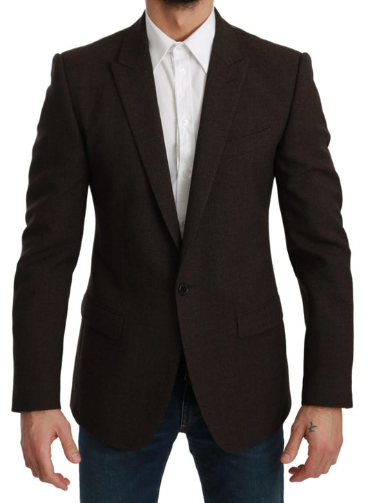 Dolce & Gabbana Elegant Brown Virgin Wool Martini Blazer - Sandy Store ByNet