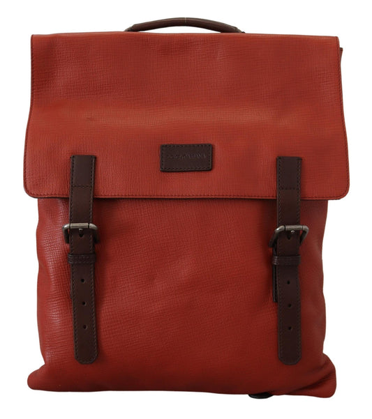Dolce & Gabbana Elegant Calfskin Leather Backpack in Orange - Sandy Store ByNet