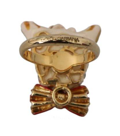 Dolce & Gabbana Elegant Canine - Inspired Gold Tone Ring - Sandy Store ByNet