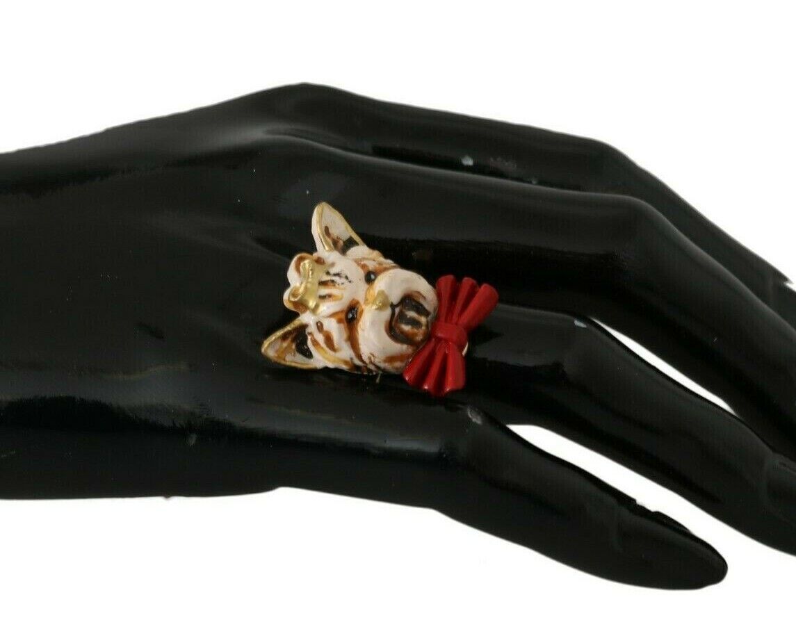 Dolce & Gabbana Elegant Canine - Inspired Gold Tone Ring - Sandy Store ByNet