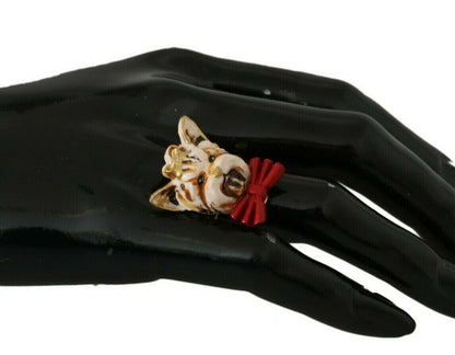 Dolce & Gabbana Elegant Canine - Inspired Gold Tone Ring - Sandy Store ByNet