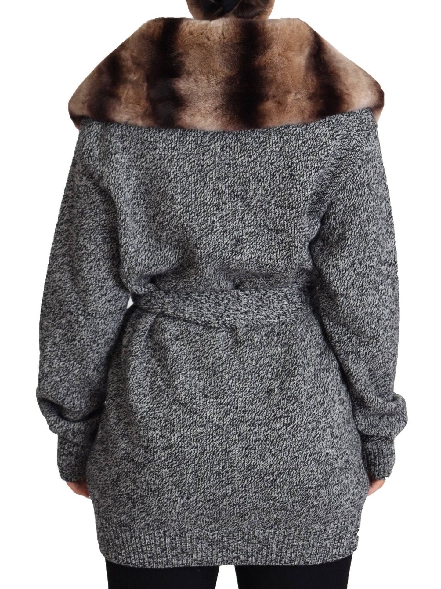 Dolce & Gabbana Elegant Cashmere Cardigan with Rabbit Fur Collar - Sandy Store ByNet