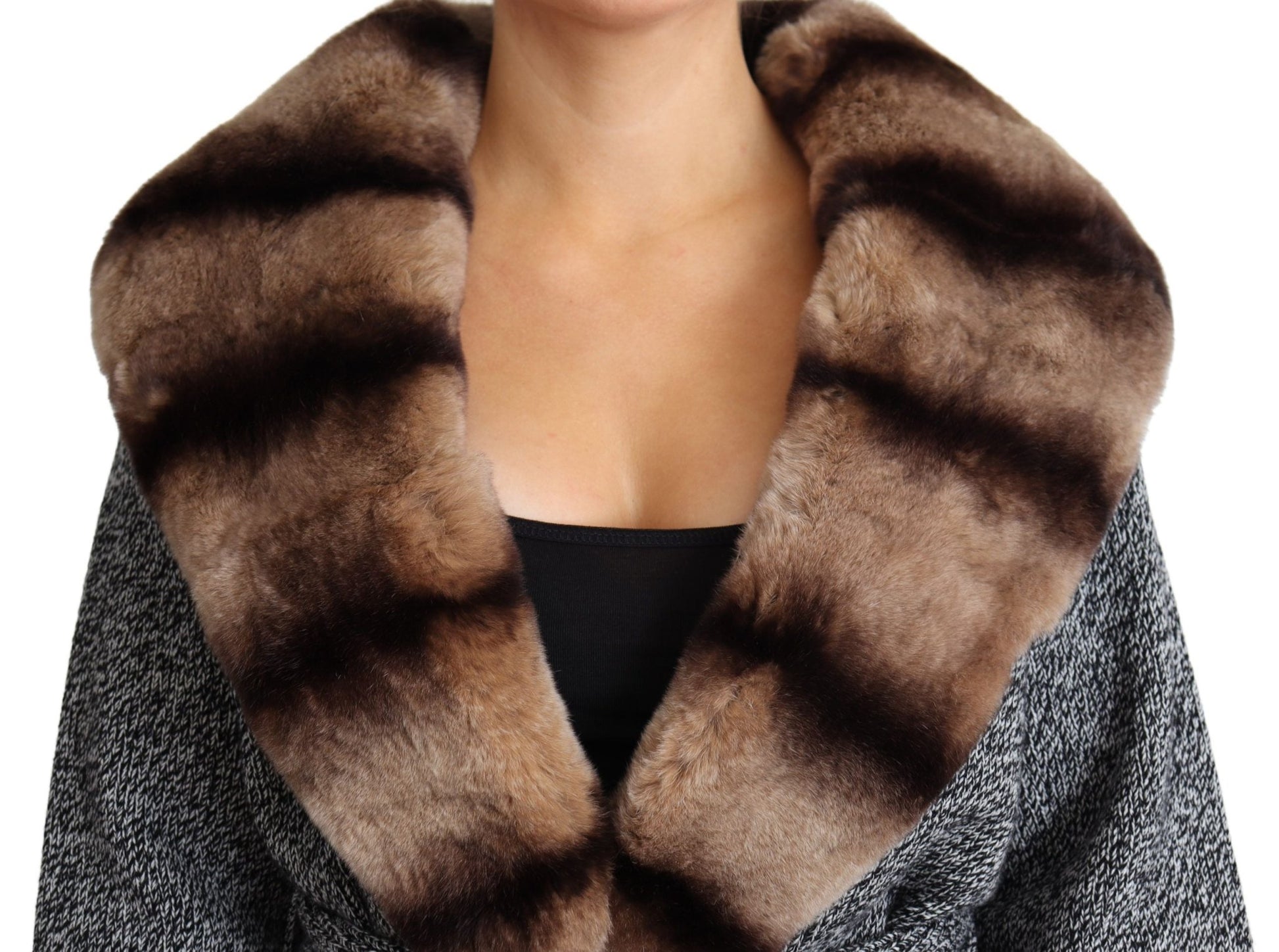 Dolce & Gabbana Elegant Cashmere Cardigan with Rabbit Fur Collar - Sandy Store ByNet
