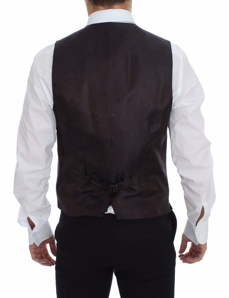 Dolce & Gabbana Elegant Checkered Wool Dress Vest - Sandy Store ByNet