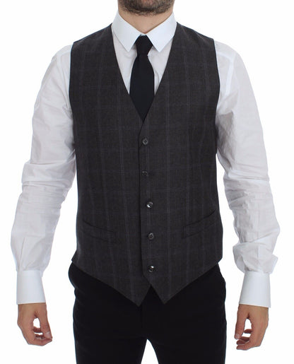 Dolce & Gabbana Elegant Checkered Wool Dress Vest - Sandy Store ByNet