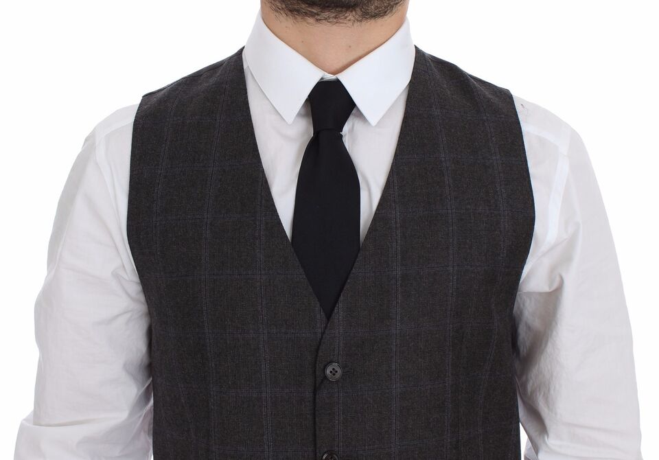 Dolce & Gabbana Elegant Checkered Wool Dress Vest - Sandy Store ByNet