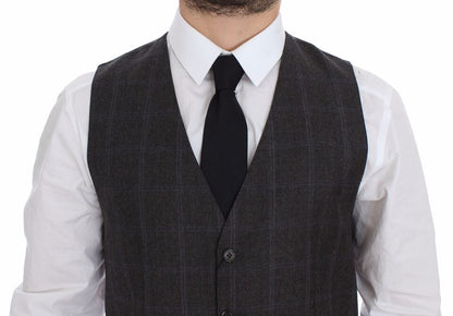 Dolce & Gabbana Elegant Checkered Wool Dress Vest - Sandy Store ByNet
