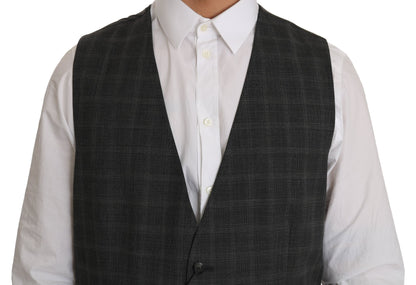 Dolce & Gabbana Elegant Checkered Wool Vest for the Urbane Man - Sandy Store ByNet
